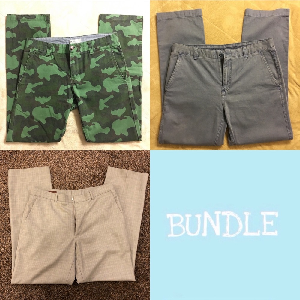 3 PACK - PANTS - WAIST 32 - PERRY ELLIS, CHARLES & A HALF and CREMEIUX